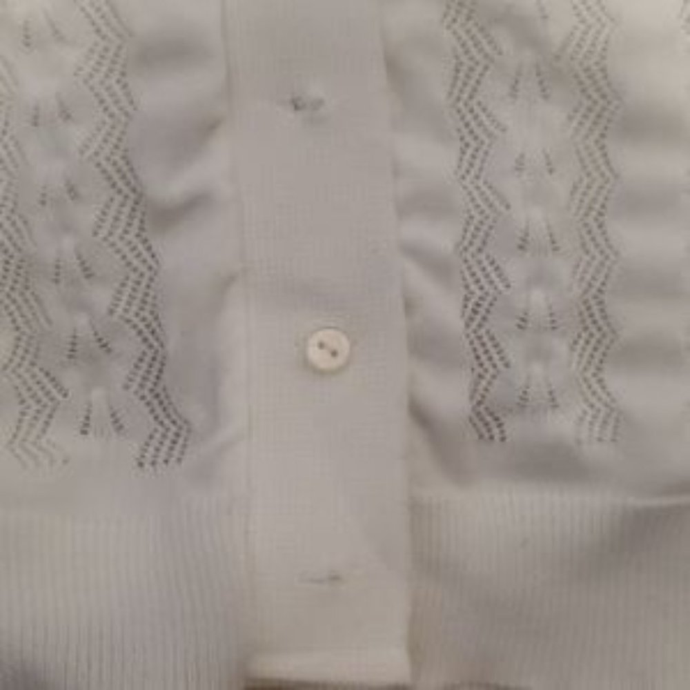 Vintage Woman's Sweater Cardigan Textured White Knit - Picture 10 of 10